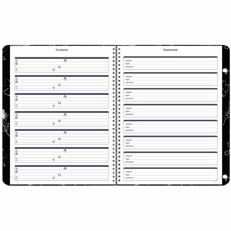 Rediform Essential Weekly/Monthly Planner, 14-Month, December 2025–January 2027, Twin Wire, Dramatic Floral, Soft Cover, Ruled, Tear-off Corners, Monthly Tabs, 1 Each