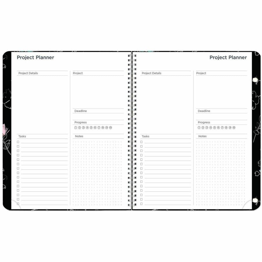 Rediform Essential Weekly/Monthly Planner, 14-Month, December 2025–January 2027, Twin Wire, Dramatic Floral, Soft Cover, Ruled, Tear-off Corners, Monthly Tabs, 1 Each