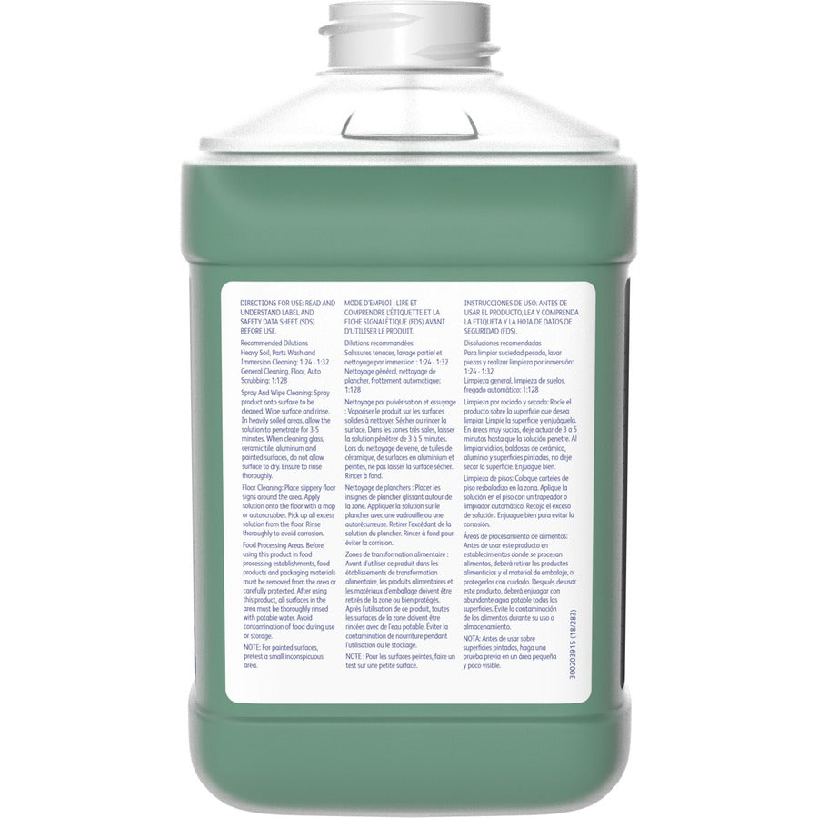 For Multipurpose - Concentrate - Liquid - 84.5 fl oz (2.6 quart) - Surfactant Scent - Recommended For: Soil Remover, Oil Remover, Grease Remover, Fluid Remover, Dirt Remover - Solvent-free, Low Foaming, VOC-free - Green - 2 / Carton
