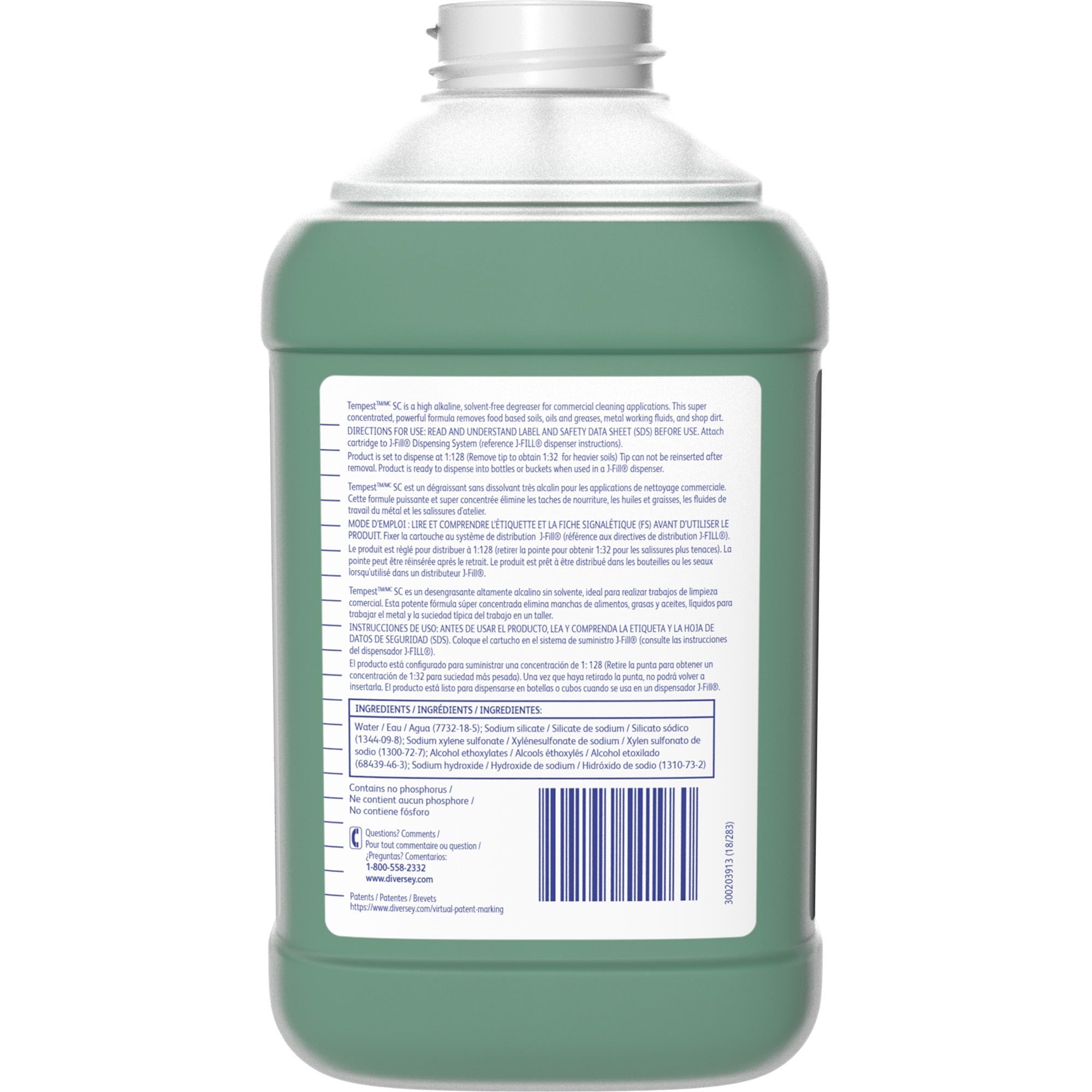 For Multipurpose - Concentrate - Liquid - 84.5 fl oz (2.6 quart) - Surfactant Scent - Recommended For: Soil Remover, Oil Remover, Grease Remover, Fluid Remover, Dirt Remover - Solvent-free, Low Foaming, VOC-free - Green - 2 / Carton