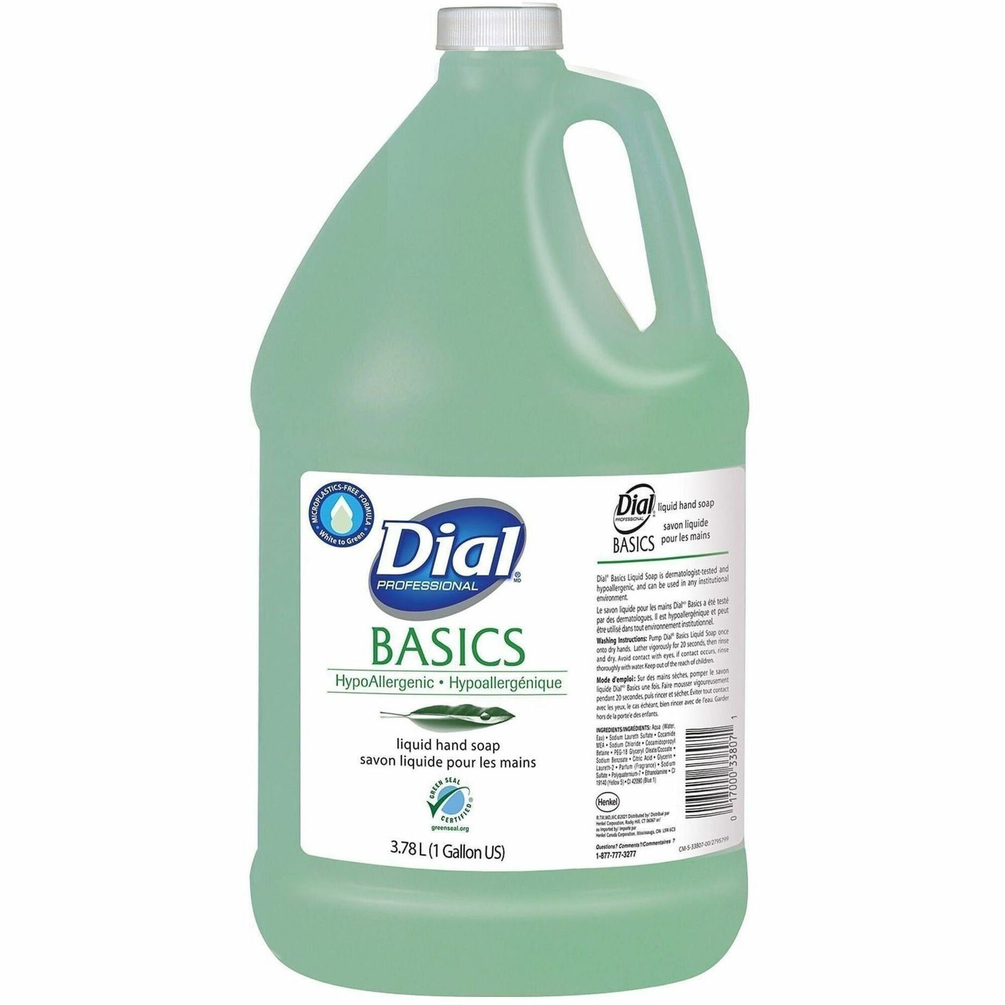 Dial Basics Liquid Hand Soap - 1 gal - Hand, Healthcare, School, Office, Restaurant, Daycare - Green - 4 / Carton