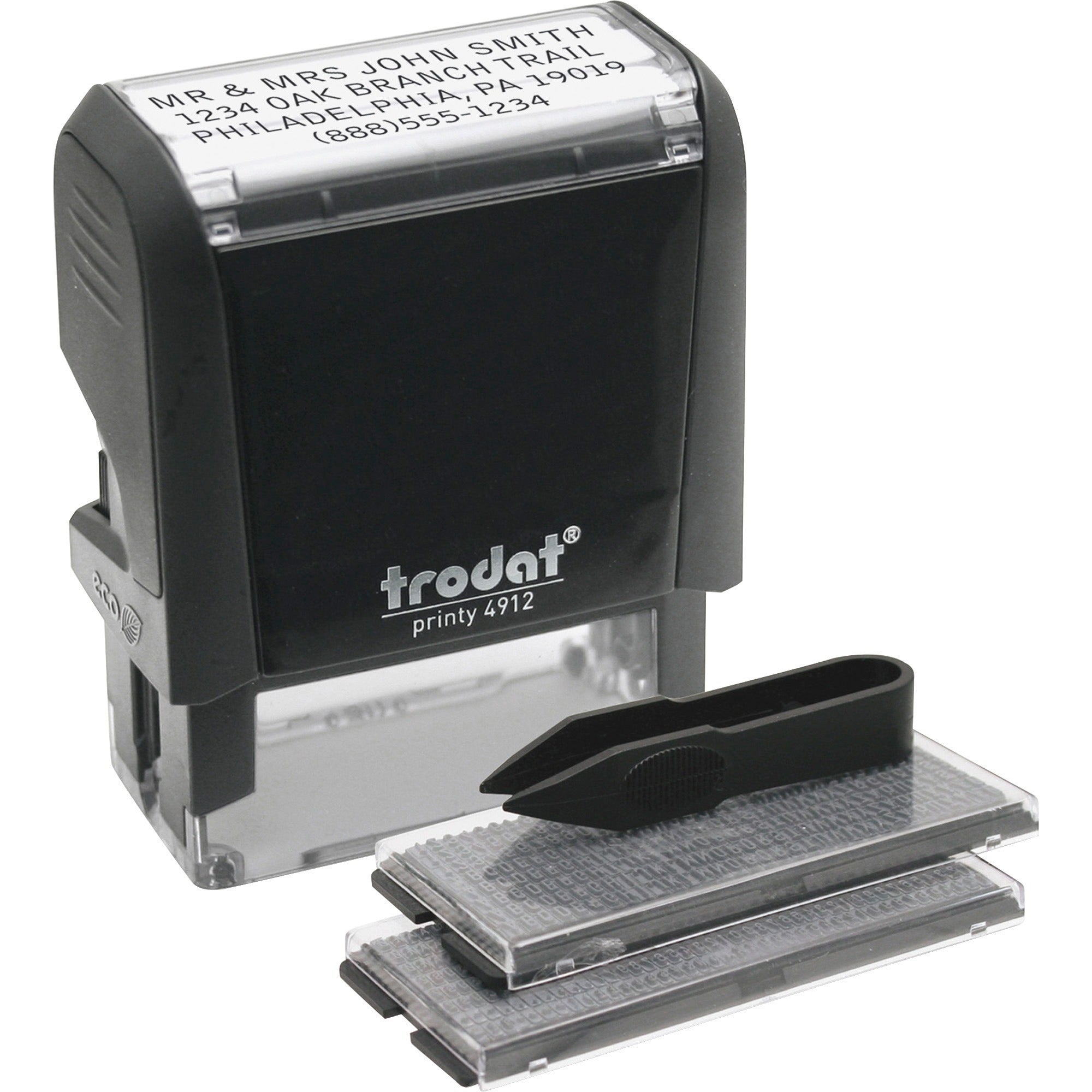 Date Stamp - 4 Characters/Line - 0.75" Impression Width x 1.88" Impression Length - 10000 Impression(s) - Black - Recycled - 1 Each