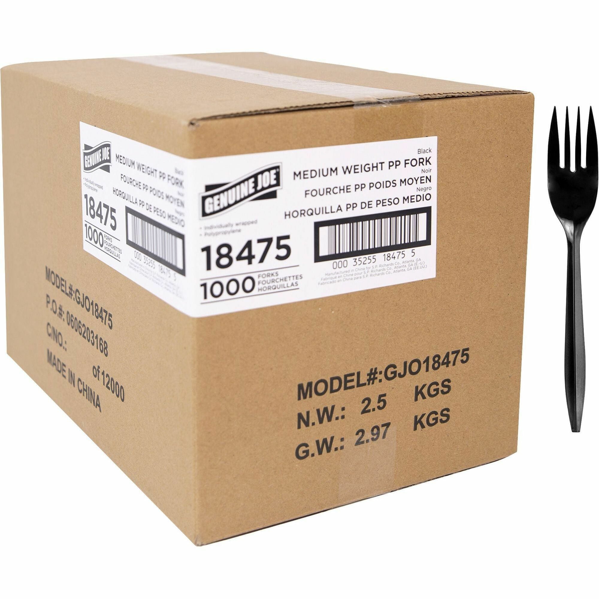 Fork - Breakroom - Disposable - Black - 1000 / Carton