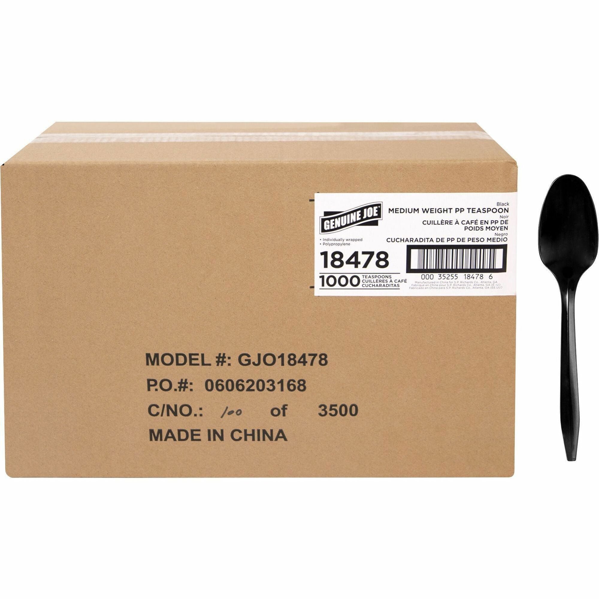 Teaspoon - Breakroom - Disposable - Black - 1000 / Carton