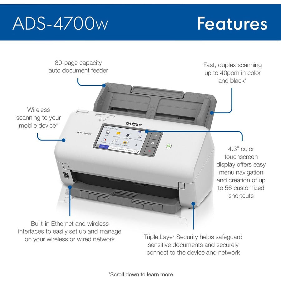 48-bit Color - 40 ppm (Mono) - 40 ppm (Color) - Duplex Scanning - USB