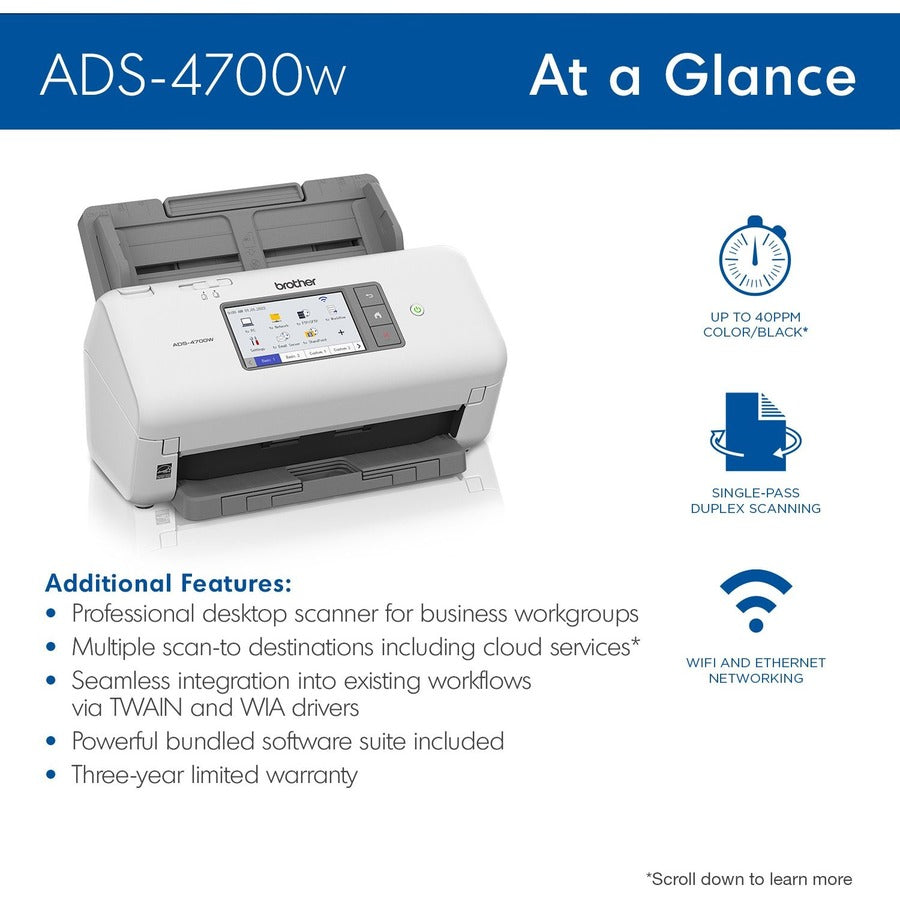 48-bit Color - 40 ppm (Mono) - 40 ppm (Color) - Duplex Scanning - USB