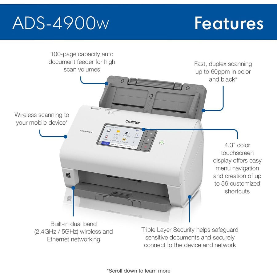 48-bit Color - 60 ppm (Mono) - 60 ppm (Color) - Duplex Scanning - USB
