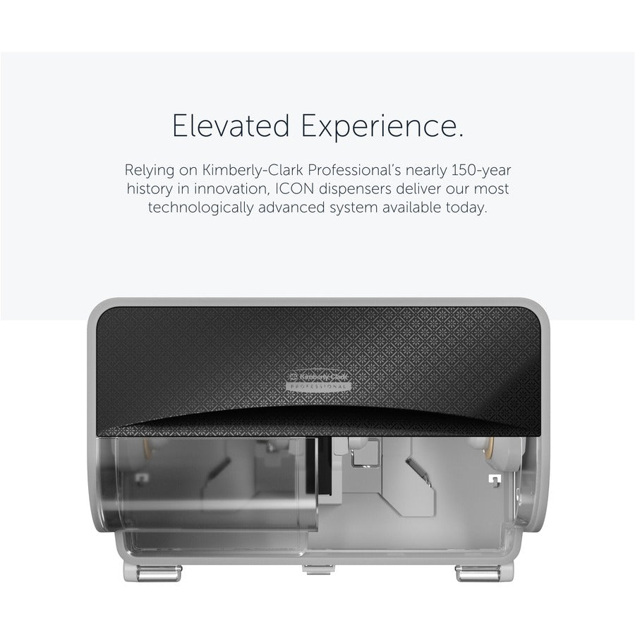 Kimberly-Clark Professional ICON Standard Roll Horizontal Toilet Paper Dispenser - Coreless - 2 x Roll - Black Mosaic - Refillable, Key Lock - 1 Each