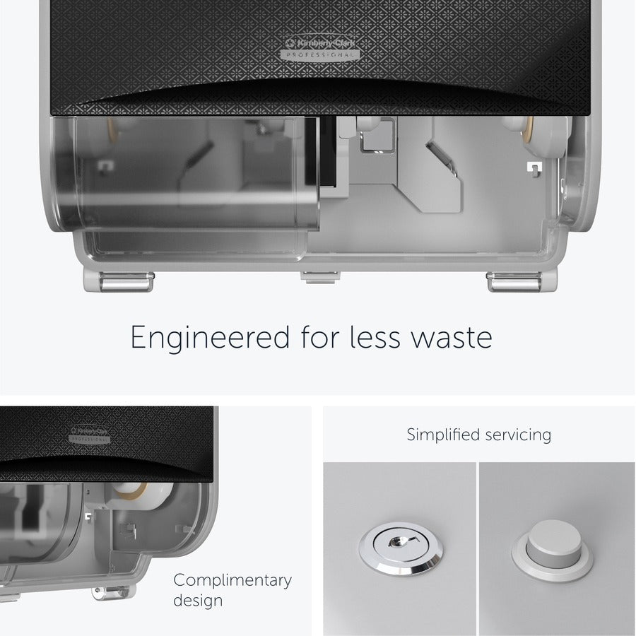 Kimberly-Clark Professional ICON Standard Roll Horizontal Toilet Paper Dispenser - Coreless - 2 x Roll - Black Mosaic - Refillable, Key Lock - 1 Each