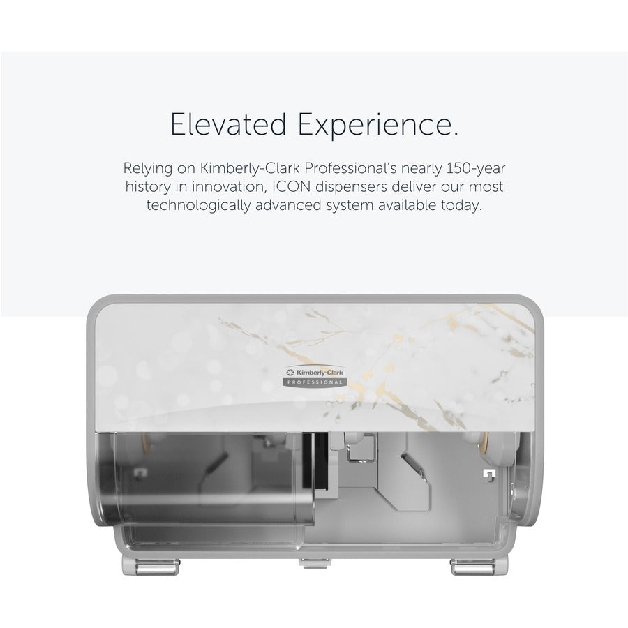Kimberly-Clark Professional ICON Standard Roll Horizontal Toilet Paper Dispenser - Coreless - 2 x Roll - Cherry Blossom - Refillable, Key Lock - 1 Each