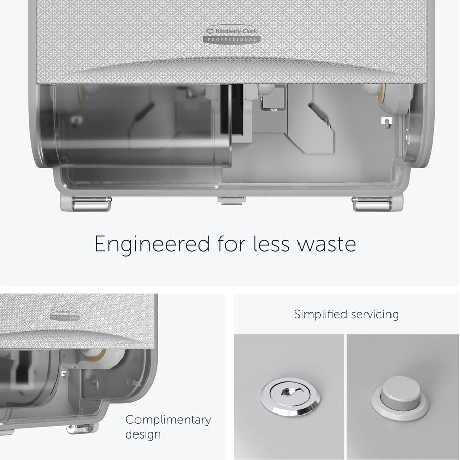 Kimberly-Clark Professional ICON Standard Roll Horizontal Toilet Paper Dispenser - Coreless - 2 x Roll - Silver Mosaic - Refillable, Key Lock - 1 Each