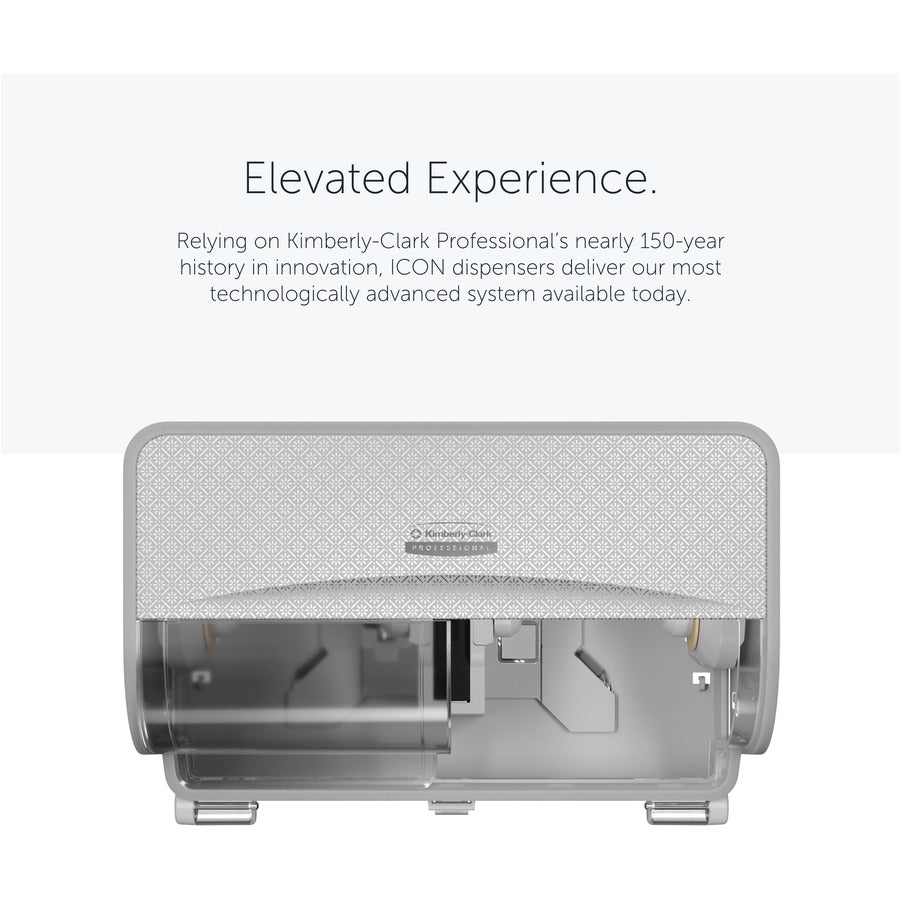 Kimberly-Clark Professional ICON Standard Roll Horizontal Toilet Paper Dispenser - Coreless - 2 x Roll - Silver Mosaic - Refillable, Key Lock - 1 Each