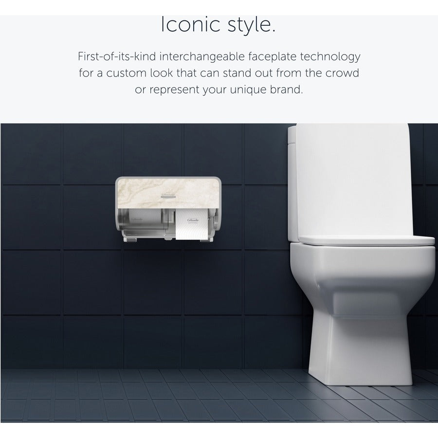 Kimberly-Clark Professional ICON Standard Roll Horizontal Toilet Paper Dispenser - Coreless - 2 x Roll - Warm Marble - Refillable, Key Lock - 1 Each