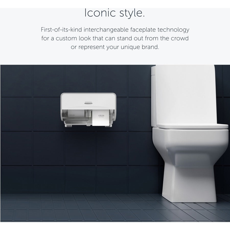 Kimberly-Clark Professional ICON Standard Roll Horizontal Toilet Paper Dispenser - Coreless - 2 x Roll - White Mosaic - Refillable, Key Lock - 1 Each