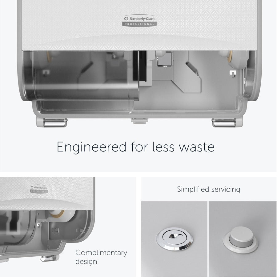 Kimberly-Clark Professional ICON Standard Roll Horizontal Toilet Paper Dispenser - Coreless - 2 x Roll - White Mosaic - Refillable, Key Lock - 1 Each