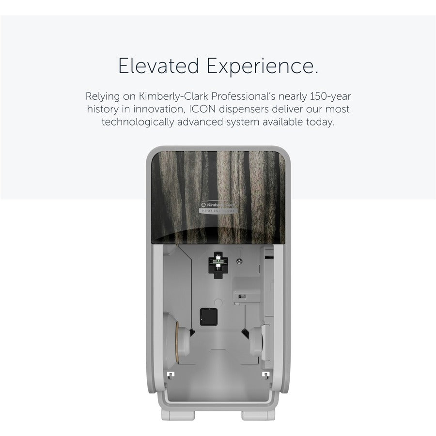 Kimberly-Clark Professional ICON Standard Roll Vertical Toilet Paper Dispenser - Coreless - 2 x Roll - Ebony Woodgrain - Refillable, Key Lock - 1 Each