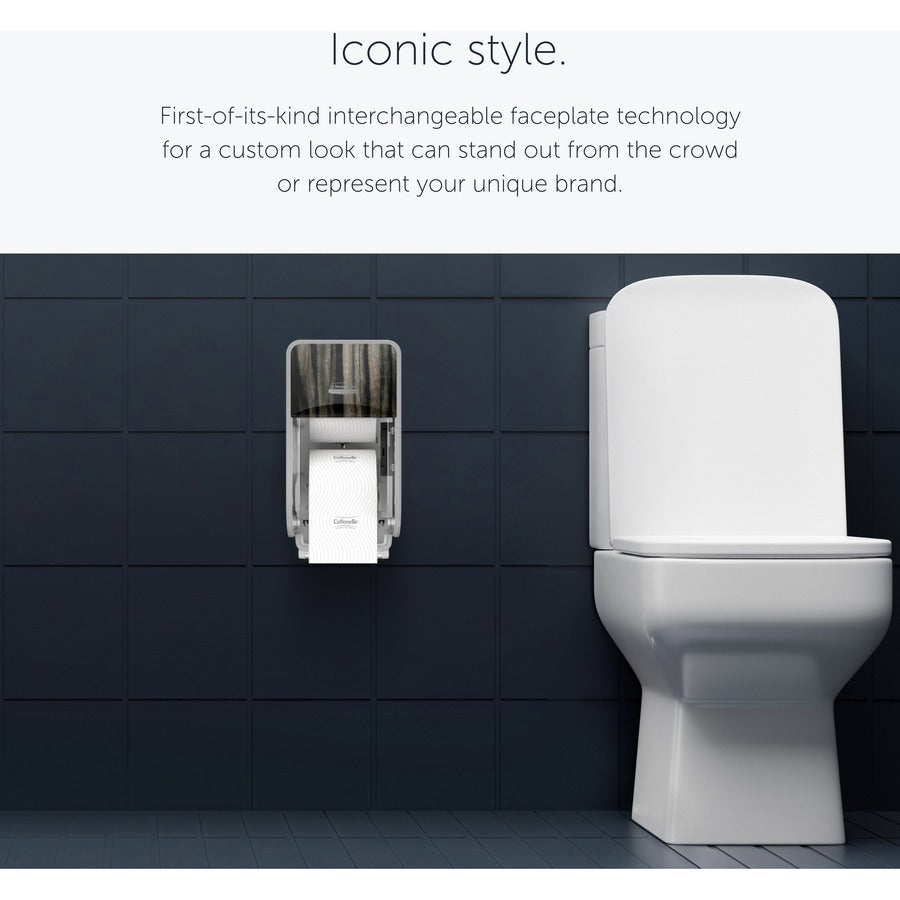 Kimberly-Clark Professional ICON Standard Roll Vertical Toilet Paper Dispenser - Coreless - 2 x Roll - Ebony Woodgrain - Refillable, Key Lock - 1 Each
