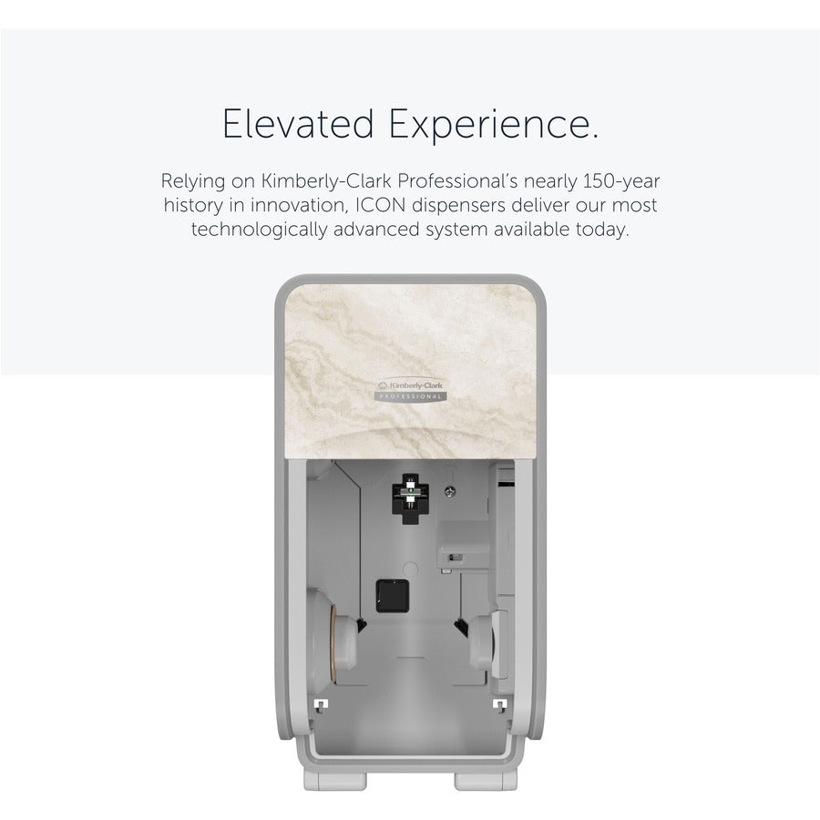 Kimberly-Clark Professional ICON Standard Roll Vertical Toilet Paper Dispenser - Coreless - 2 x Roll - Warm Marble - Refillable, Key Lock - 1 Each