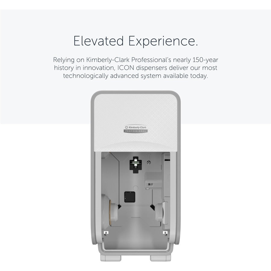 Kimberly-Clark Professional ICON Standard Roll Vertical Toilet Paper Dispenser - Coreless - 2 x Roll - White Mosaic - Refillable, Key Lock - 1 Each