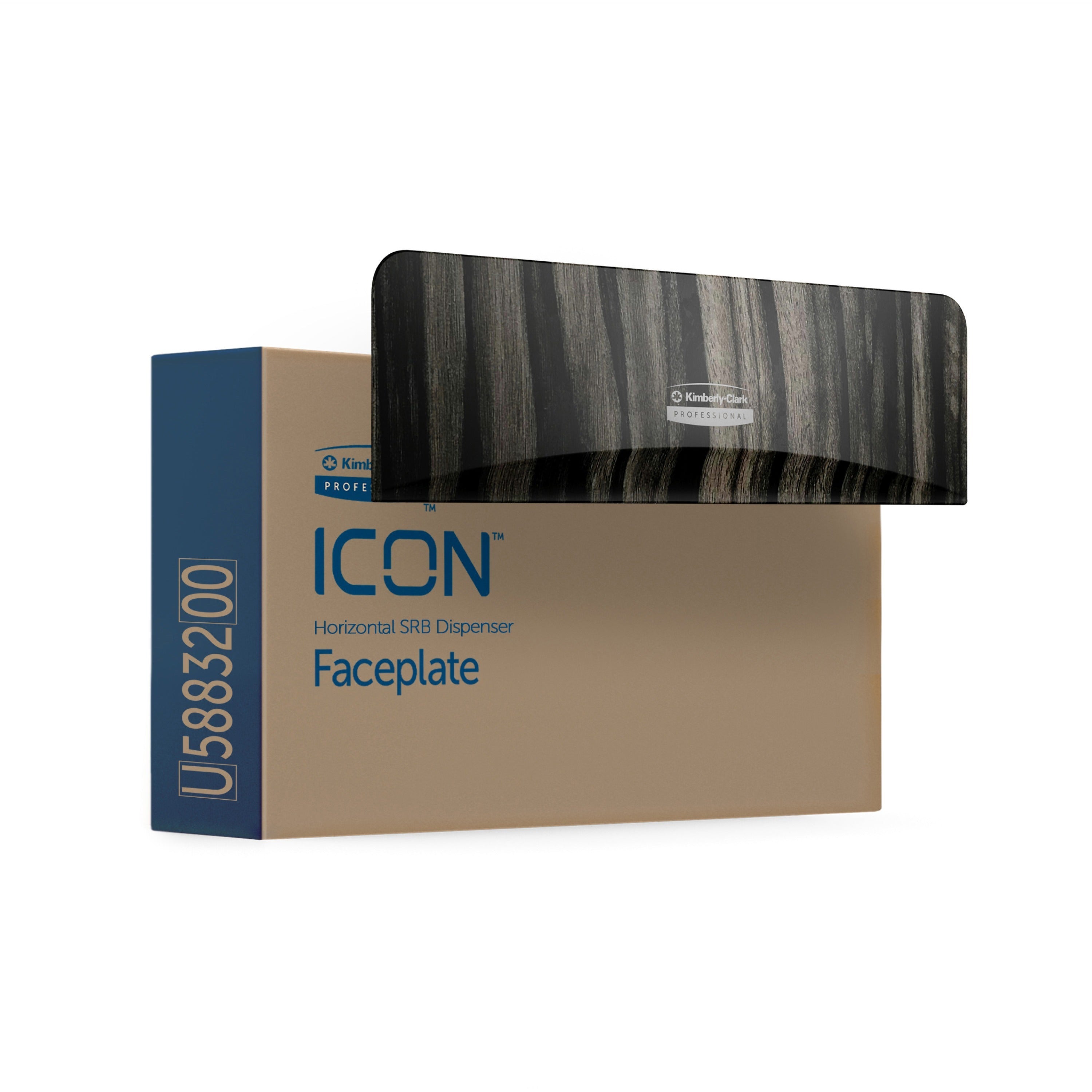 Kimberly-Clark Professional ICON Standard Roll Horizontal Toilet Paper Dispenser Faceplate, Ebony Woodgrain, 3.6" x 12" x 1.5", 1 Each