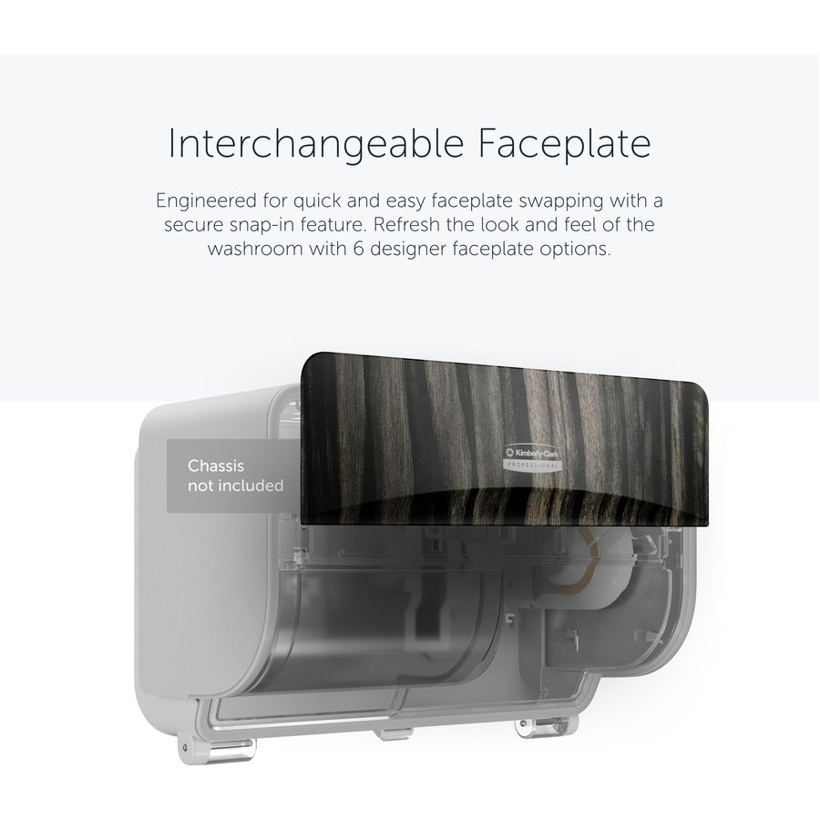 Kimberly-Clark Professional ICON Standard Roll Horizontal Toilet Paper Dispenser Faceplate, Ebony Woodgrain, 3.6" x 12" x 1.5", 1 Each