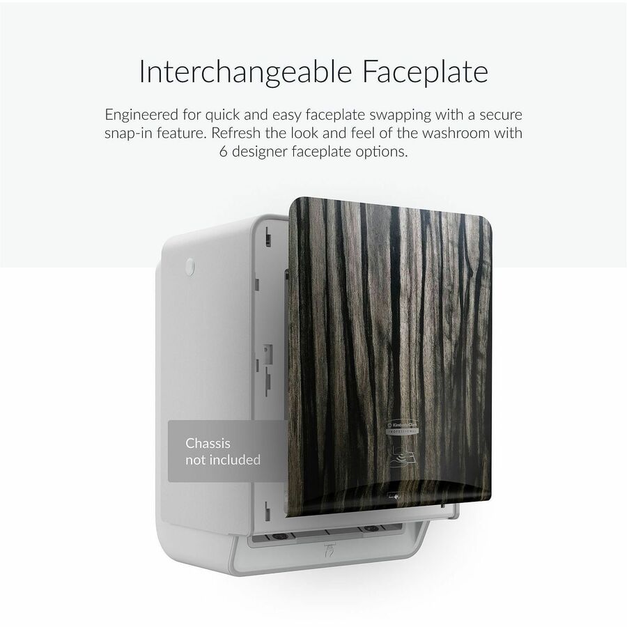 Kimberly-Clark Professional ICON Automatic Hard Roll Towel Dispenser Faceplate, Ebony Woodgrain, 15" x 12" x 1.5", 1 Each