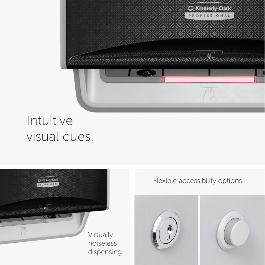 Kimberly-Clark Professional ICON Auto Roll Towel Dispenser - Touchless Dispenser - 16.5" Height x 12.4" Width x 10.2" Depth - Black Mosaic - Automatic, Hinged, Jam-free, Key Lock, Push Button, Long Lasting - 1 Each
