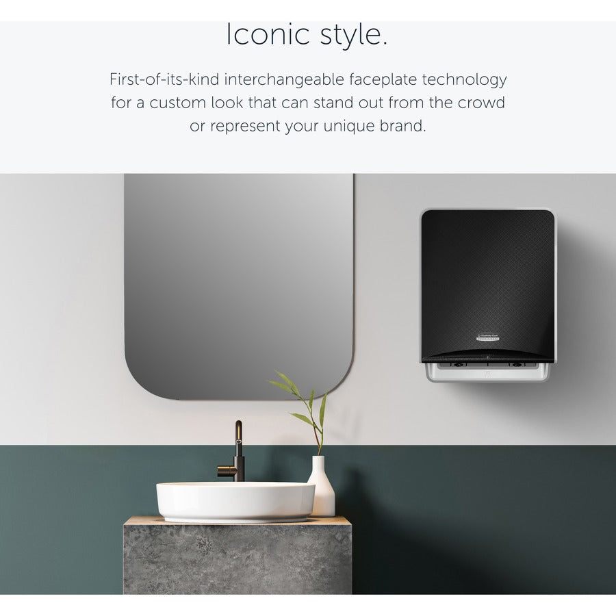 Kimberly-Clark Professional ICON Auto Roll Towel Dispenser - Touchless Dispenser - 16.5" Height x 12.4" Width x 10.2" Depth - Black Mosaic - Automatic, Hinged, Jam-free, Key Lock, Push Button, Long Lasting - 1 Each