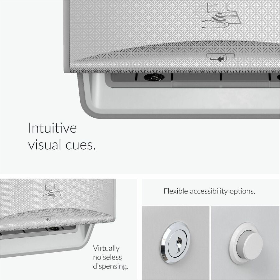 Kimberly-Clark Professional ICON Auto Roll Towel Dispenser - Touchless Dispenser - 16.5" Height x 12.4" Width x 10.2" Depth - Silver Mosaic - Automatic, Hinged, Jam-free, Key Lock, Push Button, Long Lasting - 1 Each