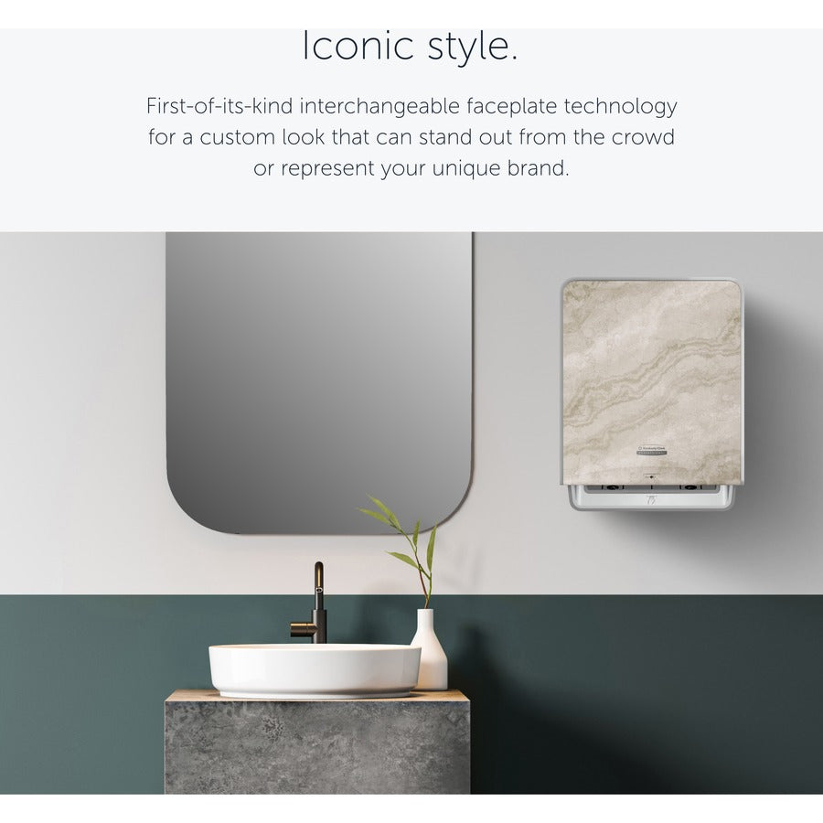 Kimberly-Clark Professional ICON Auto Roll Towel Dispenser - Touchless Dispenser - 16.5" Height x 12.4" Width x 10.2" Depth - Warm Marble - Automatic, Hinged, Jam-free, Key Lock, Push Button, Long Lasting - 1 Each