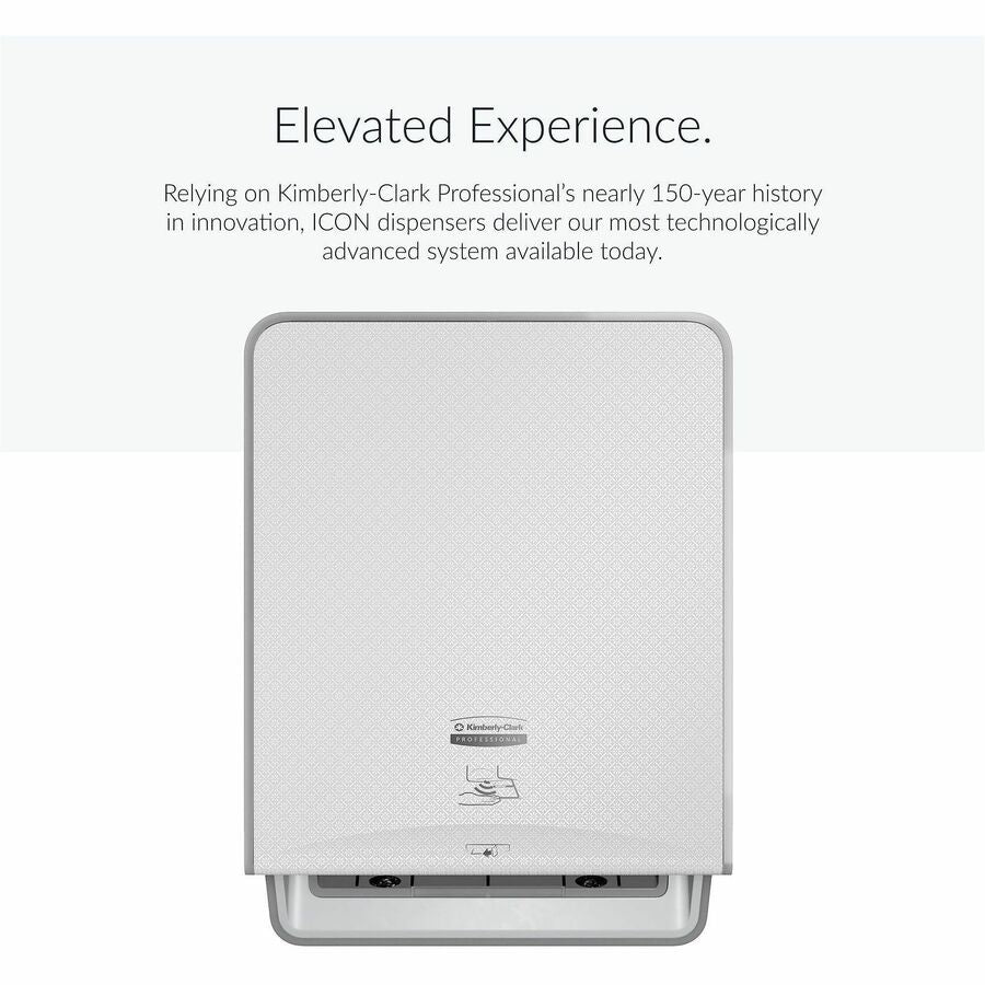 Kimberly-Clark Professional ICON Auto Roll Towel Dispenser - Touchless Dispenser - 16.5" Height x 12.4" Width x 10.2" Depth - White Mosaic - Automatic, Hinged, Jam-free, Key Lock, Push Button, Long Lasting - 1 Each