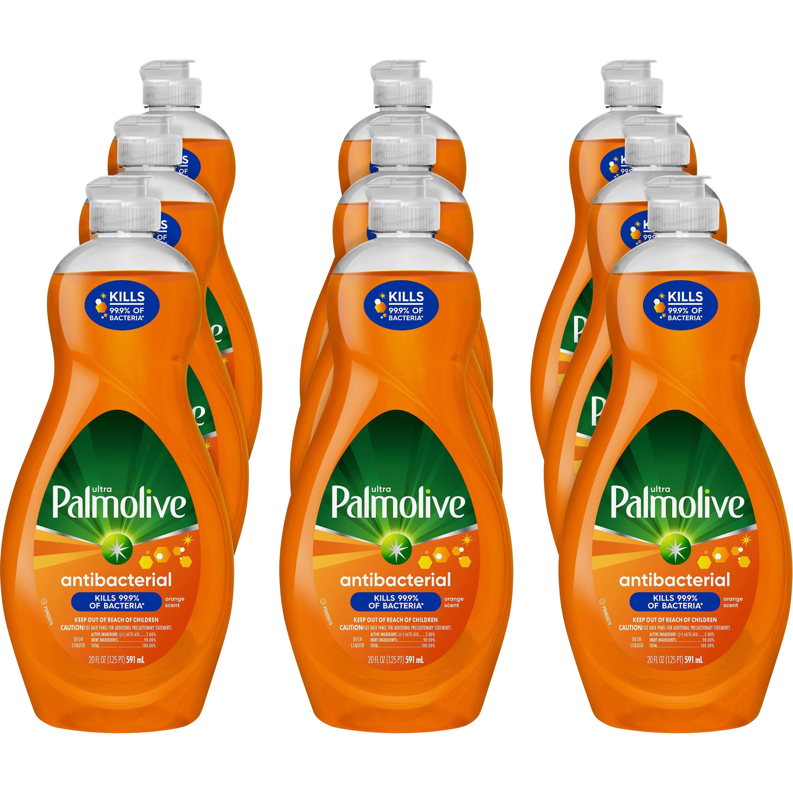Palmolive Antibacterial Ultra Dish Soap - Concentrate - 20 fl oz (0.6 quart) - Phosphate-free, Kosher-free, Residue-free, Non-abrasive, Antibacterial - Orange - 9 / Carton