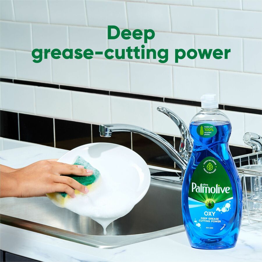 Palmolive Ultra Dish Soap Oxy Degreaser - Concentrate - 20 fl oz (0.6 quart) - Residue-free, Dry Resistant, Eco-friendly, Biodegradable, Phosphate-free, Paraben-free - Blue - 9 / Carton