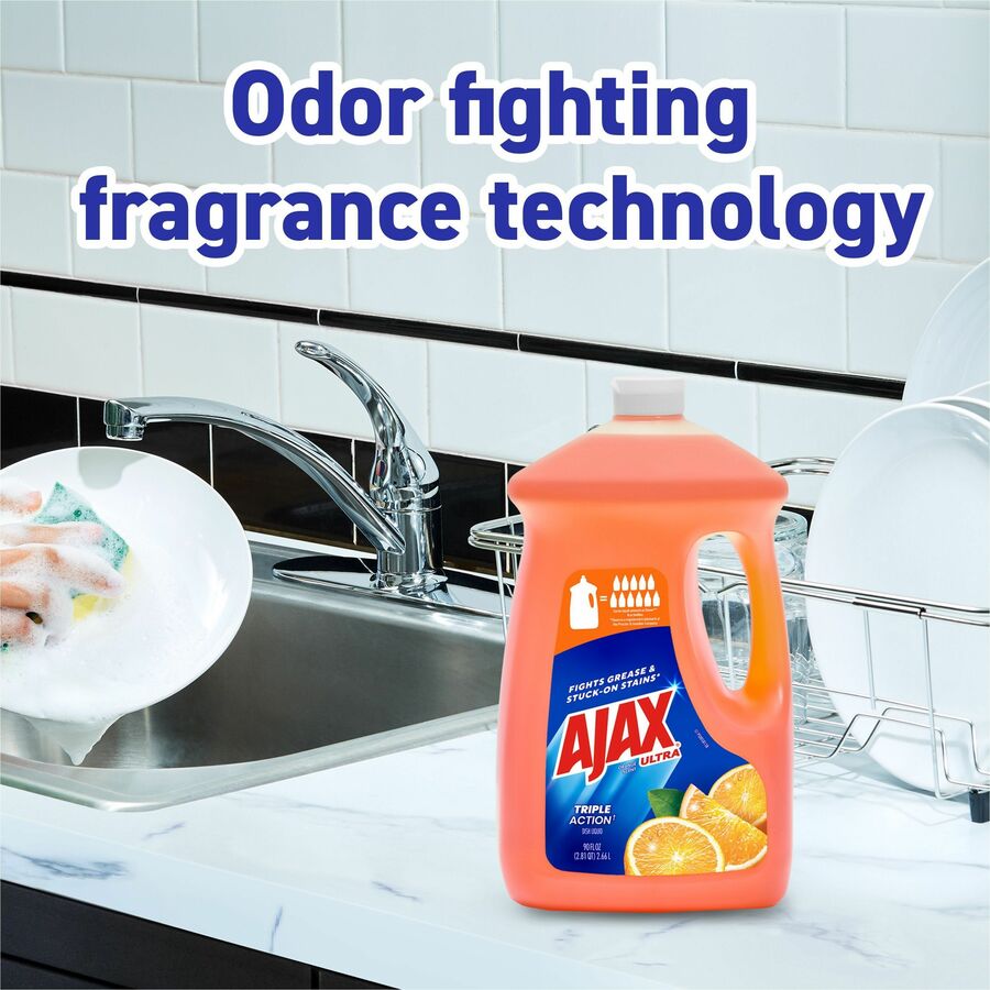 AJAX Triple Action Dish Soap, Orange Scent, 90 fl oz, 1 Each, Phosphate-Free, Kosher-Free