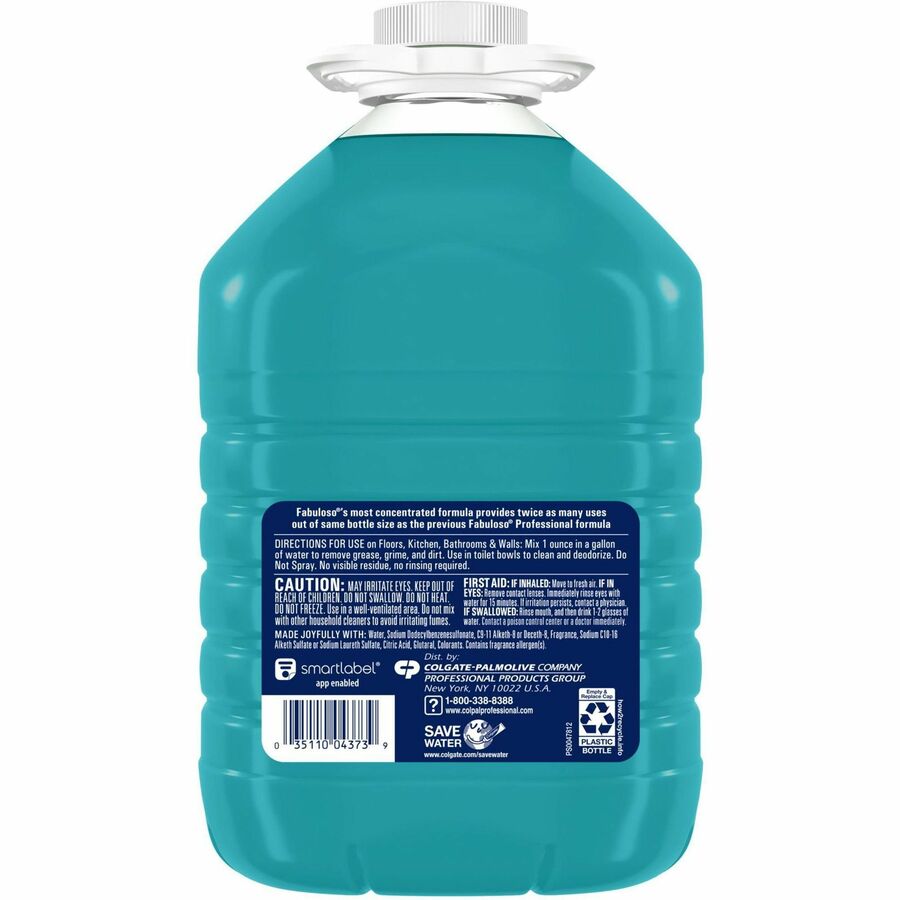 Concentrate - 128 fl oz (4 quart) - Ocean Cool, Pleasant Scent - Long Lasting, pH Neutral, pH Balanced, Easy to Use, Rinse-free - Blue - 4 / Carton