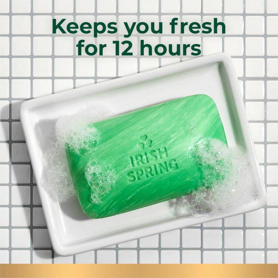 Irish Spring Deodorant Bar Soap with Flaxseed Oil, Original Clean Scent, 3.75 oz, Green, Paraben-free, Phthalate-free, Gluten-free, Recyclable, 3 Pack