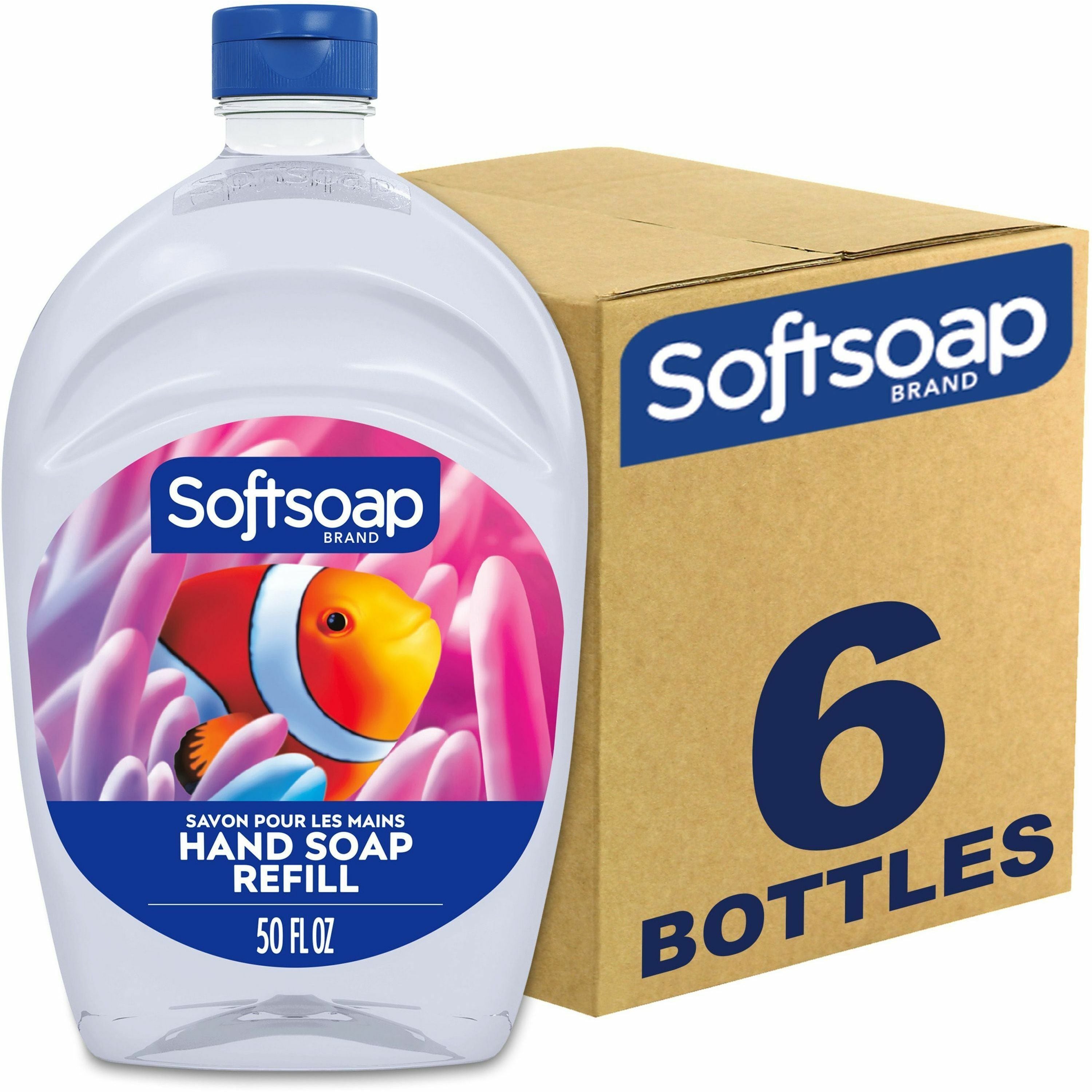 Softsoap Aquarium Design Liquid Hand Soap, Fresh Scent, 1.56 Quart, Clear, Moisturizing, Paraben-Free, Phthalate-Free, pH Balanced, Biodegradable, Refillable, 6/Carton