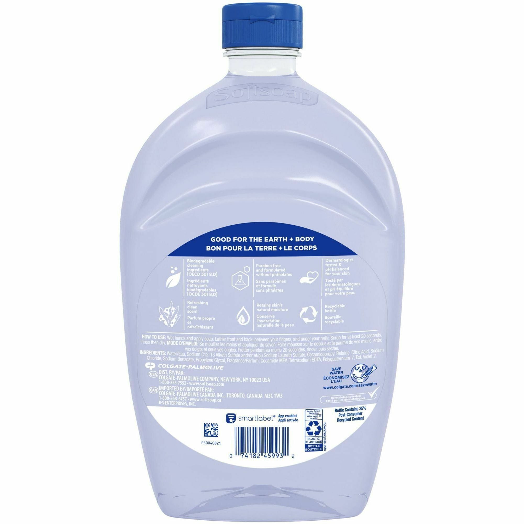 Softsoap Aquarium Design Liquid Hand Soap, Fresh Scent, 1.56 Quart, Clear, Moisturizing, Paraben-Free, Phthalate-Free, pH Balanced, Biodegradable, Refillable, 6/Carton