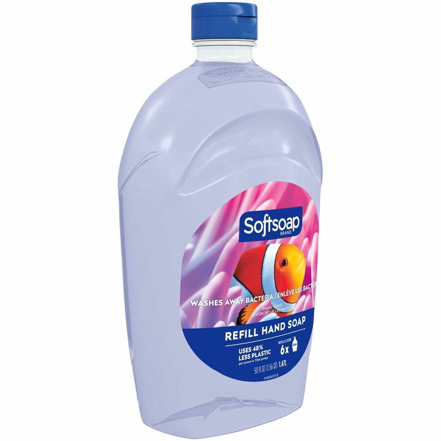 Softsoap Aquarium Design Liquid Hand Soap, Fresh Scent, 1.56 Quart, Clear, Moisturizing, Paraben-Free, Phthalate-Free, pH Balanced, Biodegradable, Refillable, 6/Carton