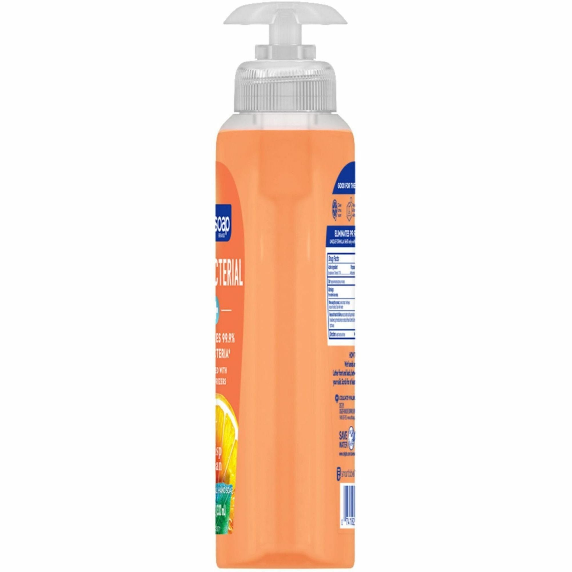 Softsoap Antibacterial Soap Pump, Crisp Clean Scent, 11.25 fl oz, Orange, Pump Bottle, Moisturizing, Refillable, Paraben-free, Phthalate-free, Biodegradable, 6/Carton