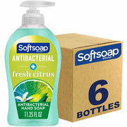 Softsoap Antibacterial Soap Pump, Fresh Citrus Scent, 11.25 fl oz, Green, Pump Bottle, Moisturizing, Refillable, Paraben-free, Phthalate-free, pH Balanced, Biodegradable, Recyclable, 6/Carton