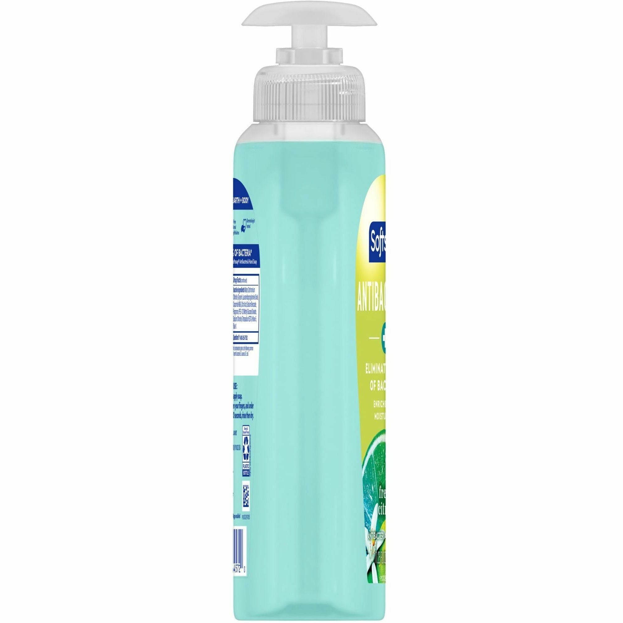 Softsoap Antibacterial Soap Pump, Fresh Citrus Scent, 11.25 fl oz, Green, Pump Bottle, Moisturizing, Refillable, Paraben-free, Phthalate-free, pH Balanced, Biodegradable, Recyclable, 6/Carton