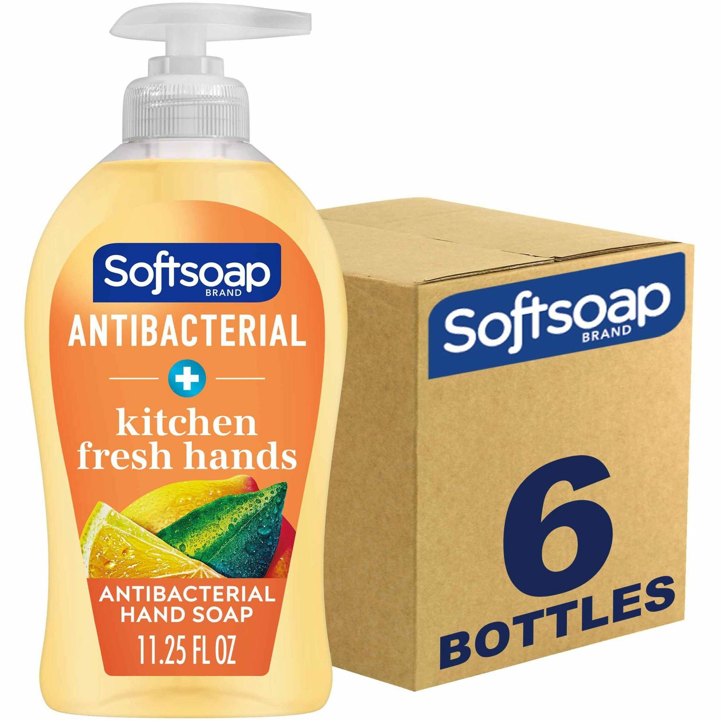 Softsoap Antibacterial Hand Soap Pump, Citrus Scent, 11.25 fl oz, Yellow, Moisturizing, Paraben-free, Phthalate-free, pH Balanced, Biodegradable, Recyclable, 6/Carton