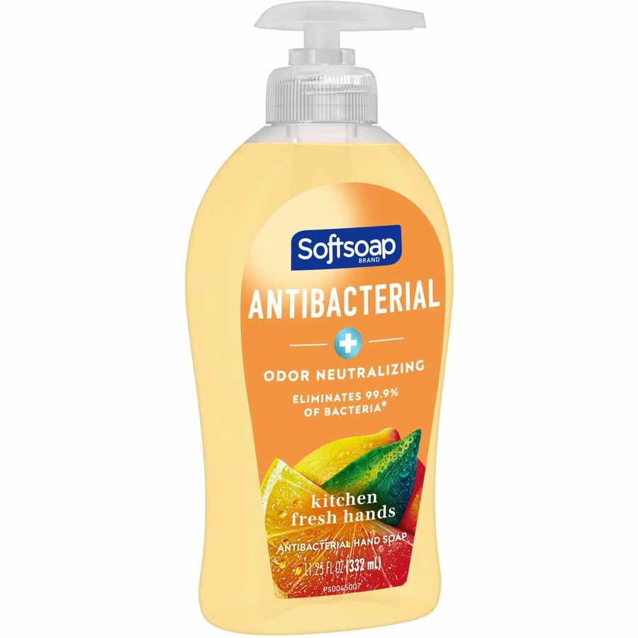 Softsoap Antibacterial Hand Soap Pump, Citrus Scent, 11.25 fl oz, Yellow, Moisturizing, Paraben-free, Phthalate-free, pH Balanced, Biodegradable, Recyclable, 6/Carton