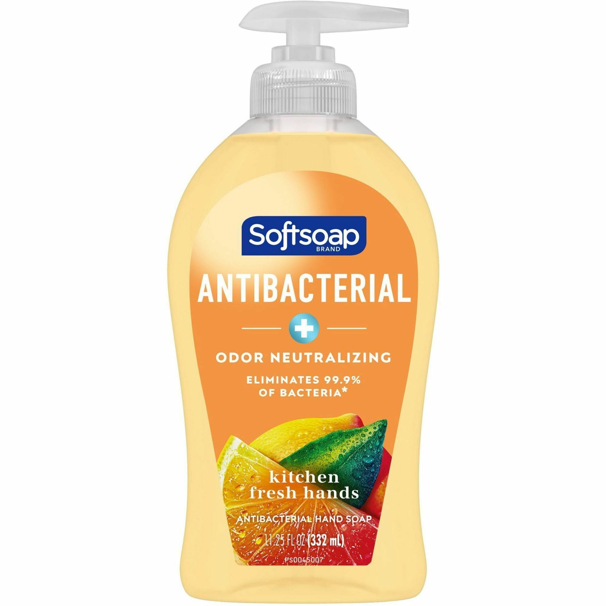 Softsoap Antibacterial Hand Soap Pump, Citrus Scent, 11.25 fl oz, Yellow, Moisturizing, Paraben-free, Phthalate-free, pH Balanced, Biodegradable, Recyclable, 6/Carton