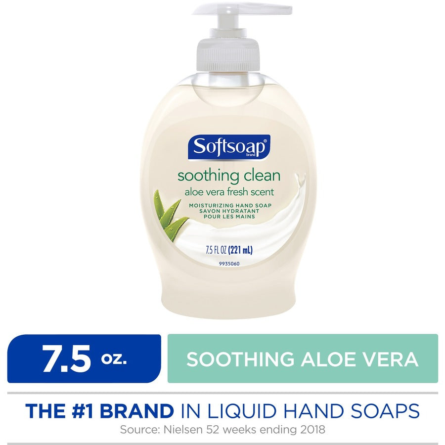 Softsoap Soothing Liquid Hand Soap Pump, Aloe Vera Scent, 7.50 fl oz Pump Bottle, Moisturizing, Rich Lather, Paraben-free, Phthalate-free, Biodegradable, 6 per Carton
