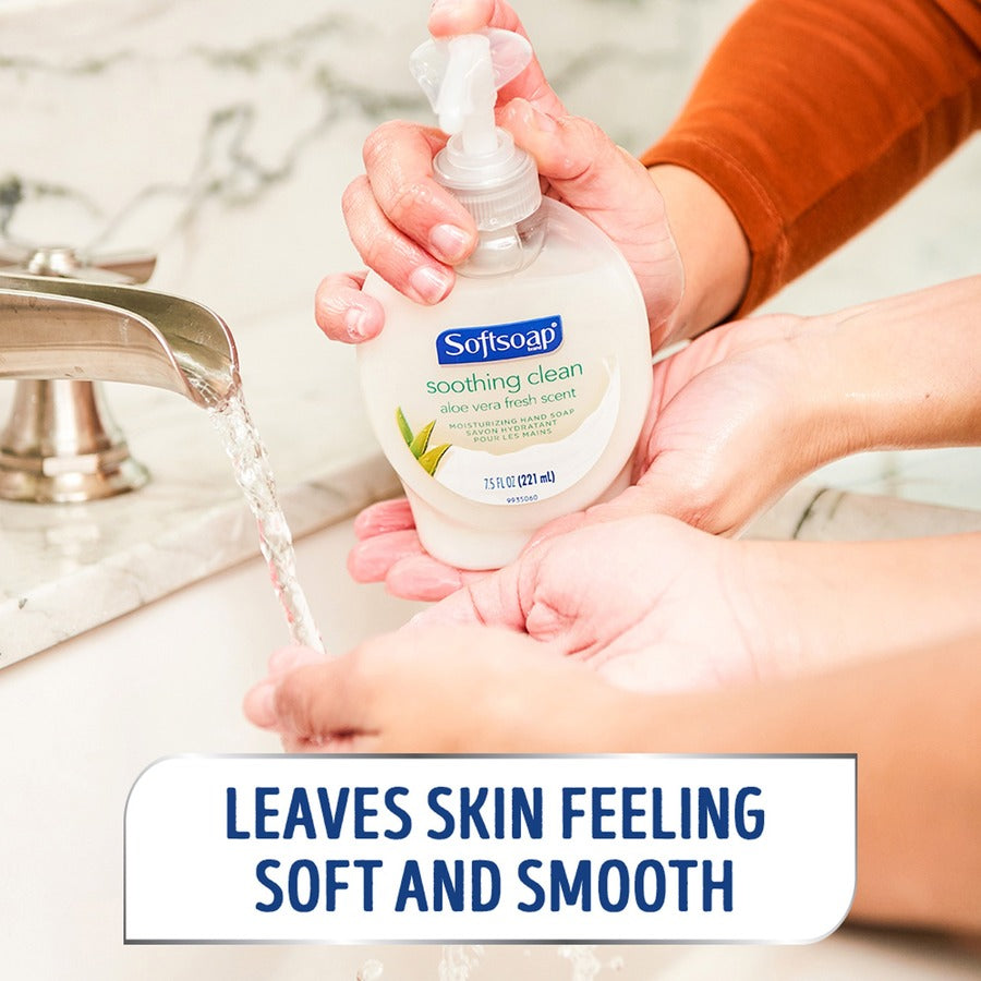 Softsoap Soothing Liquid Hand Soap Pump, Aloe Vera Scent, 7.50 fl oz Pump Bottle, Moisturizing, Rich Lather, Paraben-free, Phthalate-free, Biodegradable, 6 per Carton