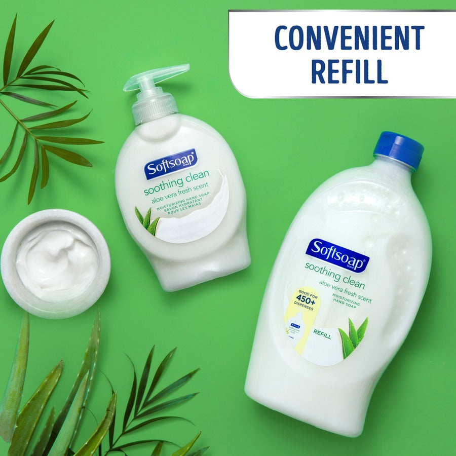 Softsoap Soothing Liquid Hand Soap Pump, Aloe Vera Scent, 7.50 fl oz Pump Bottle, Moisturizing, Rich Lather, Paraben-free, Phthalate-free, Biodegradable, 6 per Carton