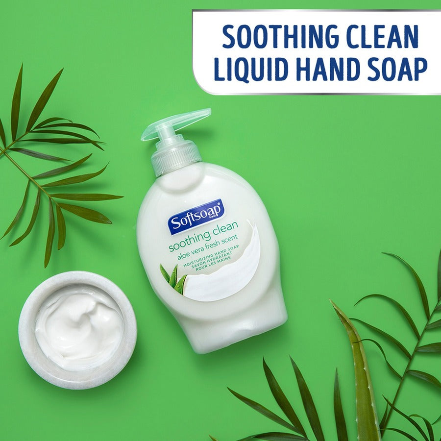 Softsoap Soothing Liquid Hand Soap Pump, Aloe Vera Scent, 7.50 fl oz Pump Bottle, Moisturizing, Rich Lather, Paraben-free, Phthalate-free, Biodegradable, 6 per Carton
