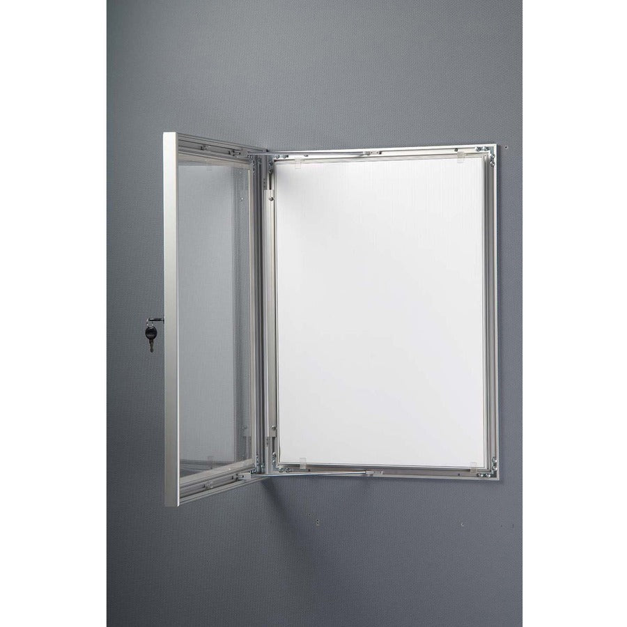 Seco Locking Poster Case, 24" x 36" Frame, Rectangle, Portrait/Landscape, Anodized Silver, Weather Proof, Shatter Proof, Lockable, Rust Proof, Water Proof, Aluminum/Plastic/Polycarbonate, 1 Each